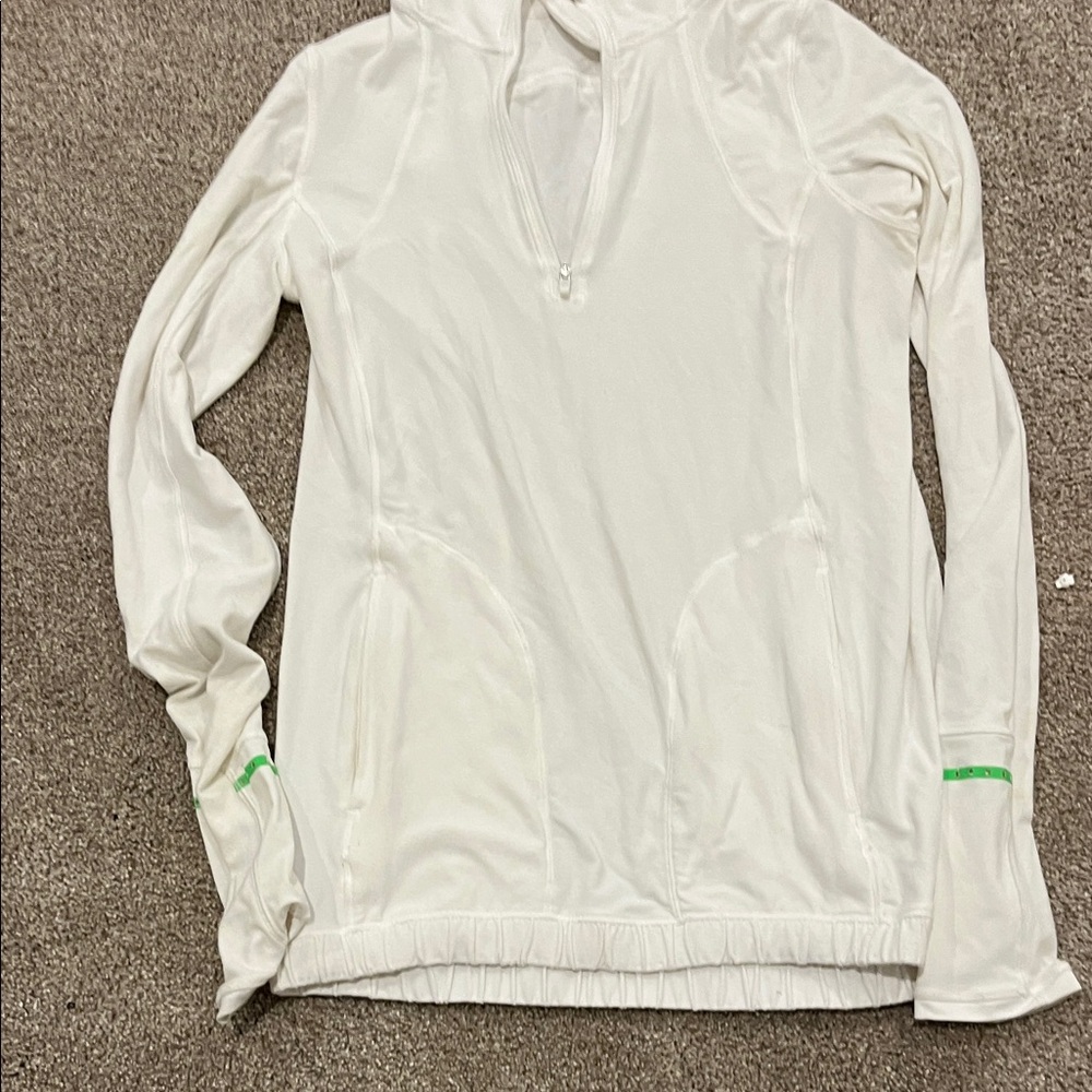 lululemon athletica White Hoodie with Green Accents
